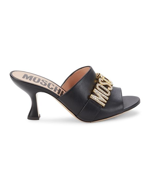 Moschino Couture Crystal Logo Heel Mules