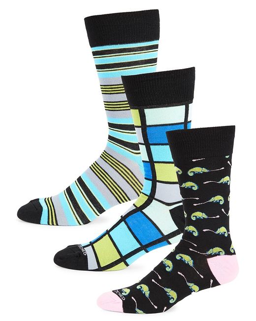 Unsimply Stitched 3-Pack Patterned Crewk Socks