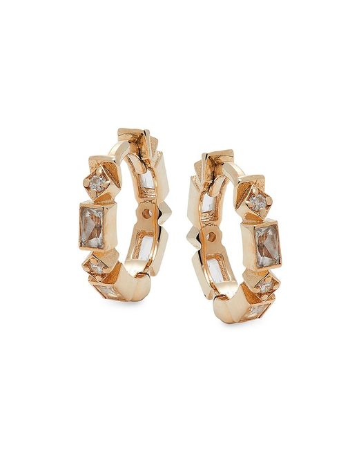 Anzie Cléo 14K 0.11 TCE Diamond Topaz Huggie Earrings