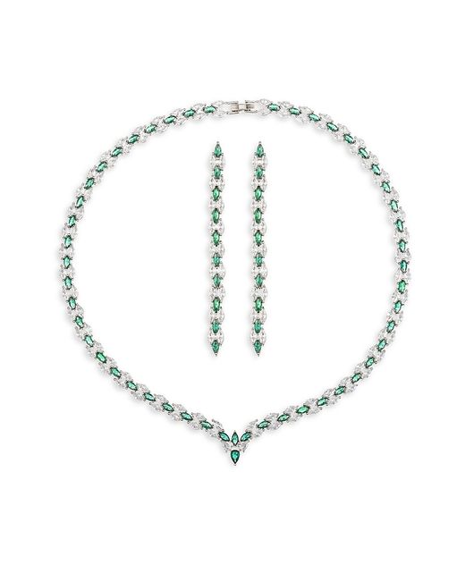 Eye Candy LA Luxe Elizabeth 2-Piece Silvertone Cubic Zirconia Necklace Earrings Set
