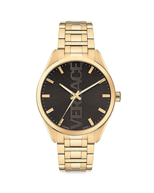Versace V-Vertical 42MM IP Goldtone Stainless Steel Bracelet Watch