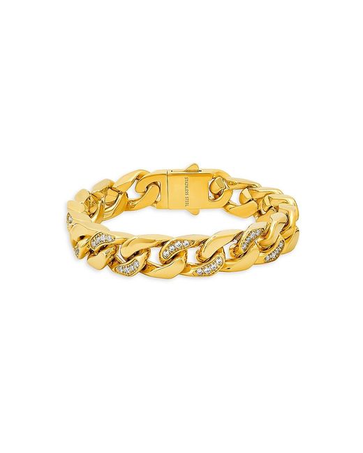Anthony Jacobs 18K Goldplated Stainless Steel Simulated Diamonds Miami Cuban Link Chain Bracelet