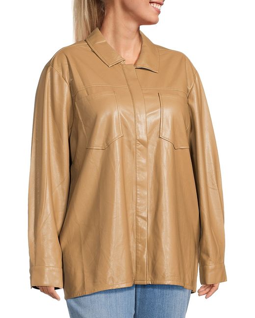Good American Split Faux Leather Shirt Jacket 0