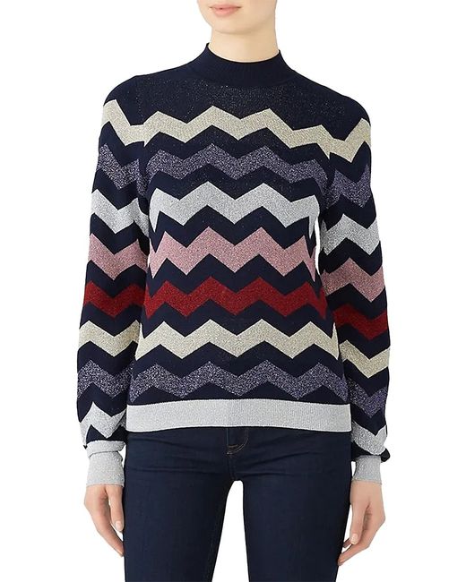 Tara Jarmon Chevron Metallic Wool Blend Sweater