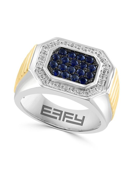 Effy Two Tone Sterling Sapphire Signet Ring