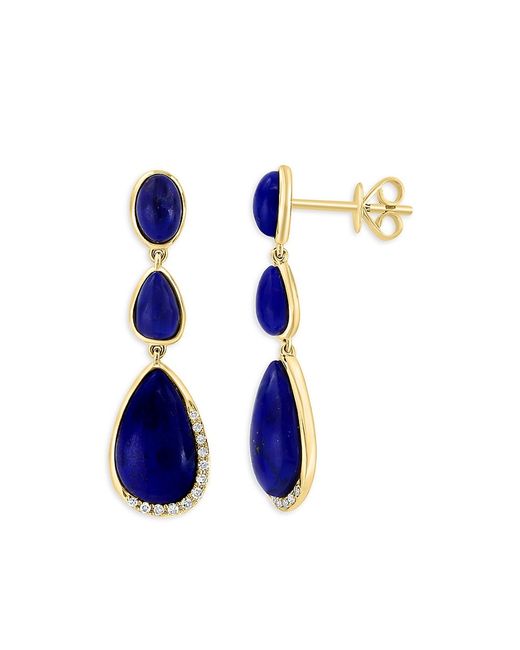 Effy 14K Lapil Lazuli Diamond Drop Earrings