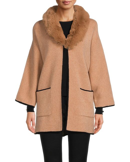 Saks Fifth Avenue Made in Italy Saks Fifth Avenue Faux Fur Collar Jacket