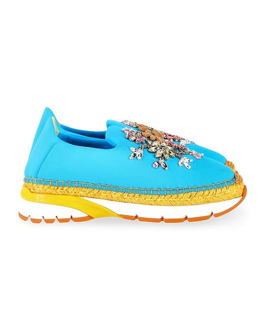 Dolce & Gabbana Dolce Gabbana Crystal-Embellished Slip-On Espadrille Sneakers Neoprene Athletic Shoes