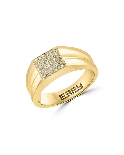 Effy 14K Goldplated Sterling 0.16 TCW Diamond Signet Ring