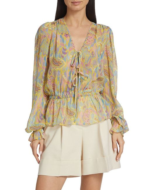 Ramy Brook Evie Printed Tie Front Blouse