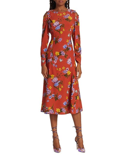 Elie Tahari Holland Silk Blend Floral Midi Dress
