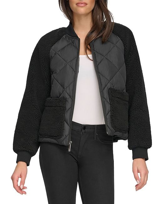 Andrew Marc Faux Sherpa Bomber Jacket