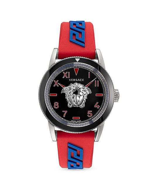 Versace V-Palazzo 43MM Stainless Steel Silicone Strap Watch