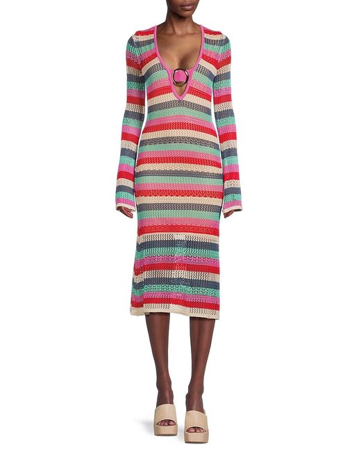 Bebe Crochet Ring Midi Sweater Dress