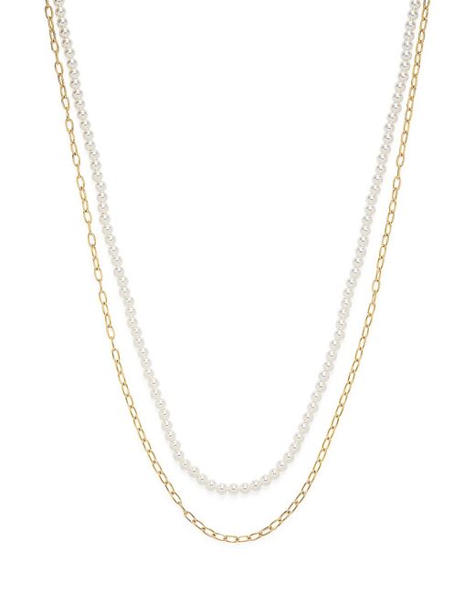 Adriana Orsini La Vie 18K Goldplated Faux Pearl Cubic Zirconia Layered Necklace