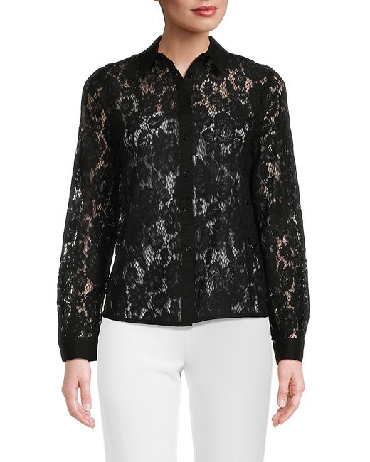 Saks Fifth Avenue Made in Italy Saks Fifth Avenue Sheer Lace Button Down Shirt
