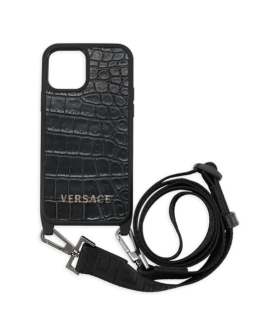 Versace Crossboday Alligator-Embossed Leather iPhone 12 Case