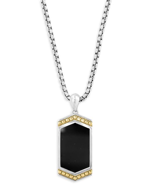 Effy Two Tone Sterling Onyx Pendant Necklace