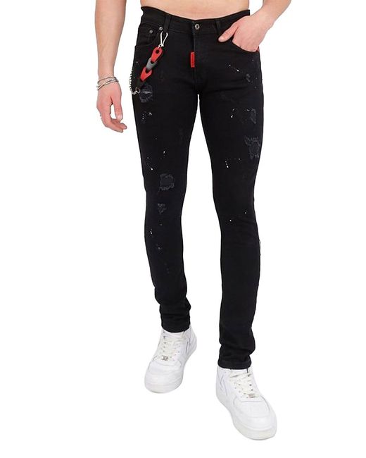 Elie Balleh Chain Strap Ripped Skinny Jeans