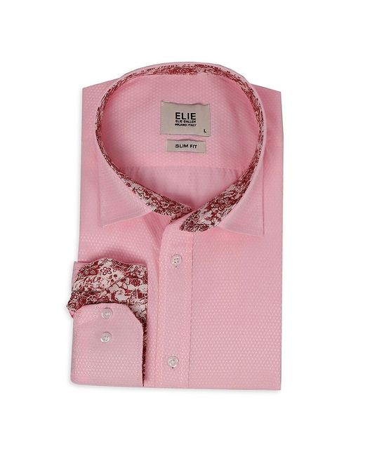 Elie Balleh Floral Trim Jacquard Dress Shirt