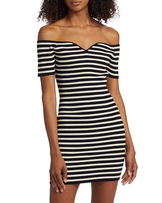 Ba & Sh Oleane Striped Off Shoulder Mini Dress 0