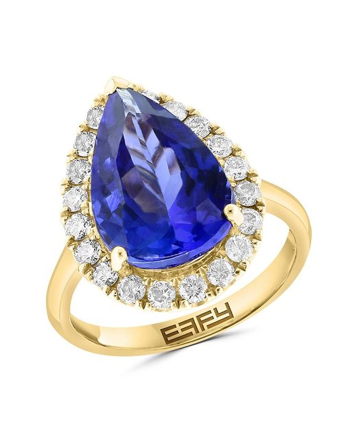 Effy 14K Diamond Tanzanite Pear Ring