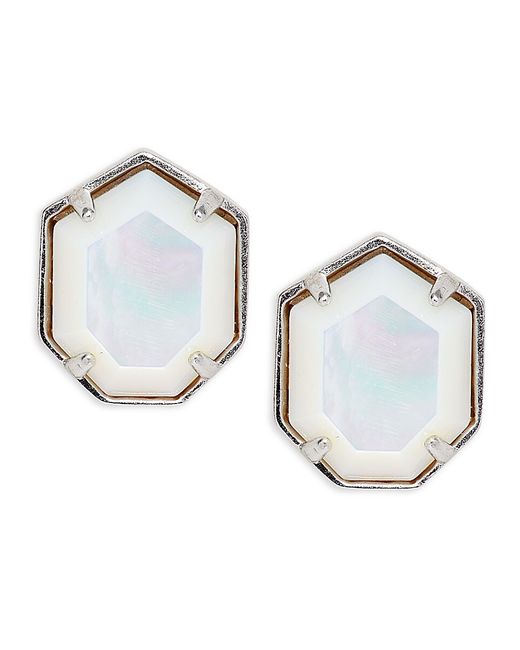 Kendra Scott Taylor Rhodium Plated Mother of Pearl Stud Earrings