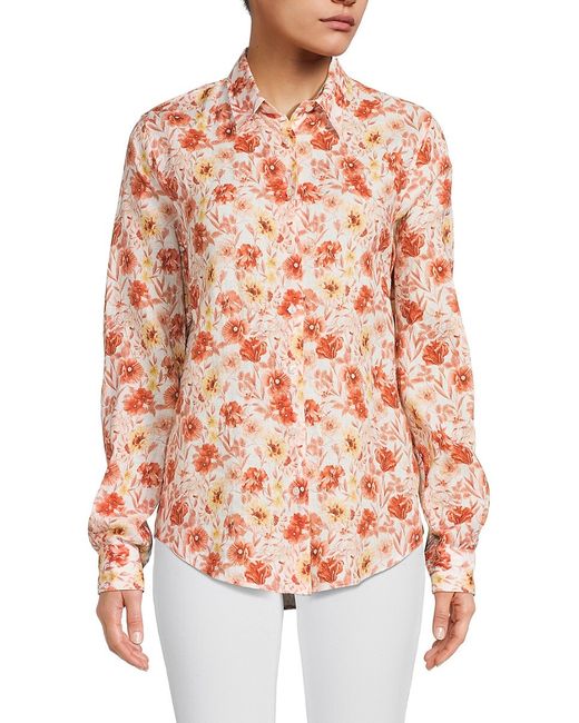 Saks Fifth Avenue Made in Italy Saks Fifth Avenue Floral Linen Button Down Shirt
