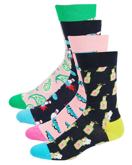 Happy Socks 4-Pack Print Crew Socks