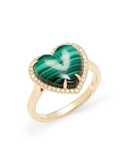 Effy 14K Malachite Diamond Heart Ring