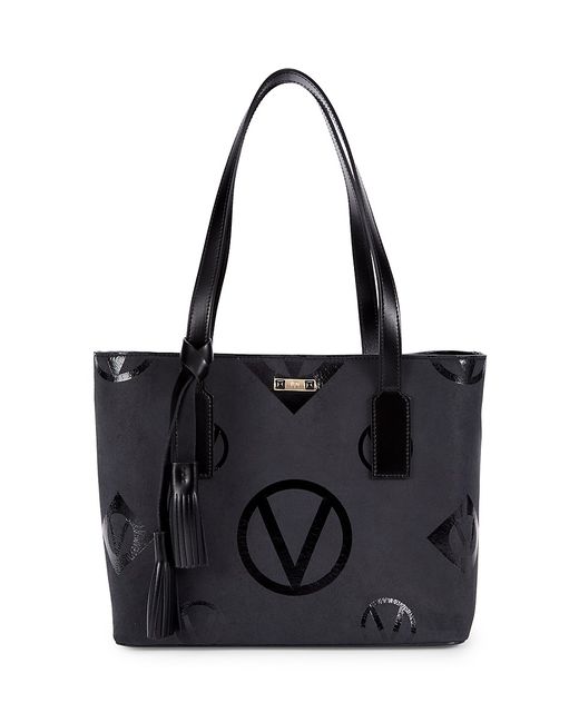 Valentino Bags by Mario Valentino Logo Suede Leather Shoulder Bag