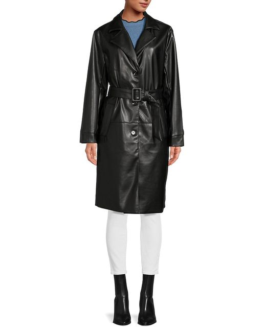 Stoosh Belted Faux Leather Trench Coat