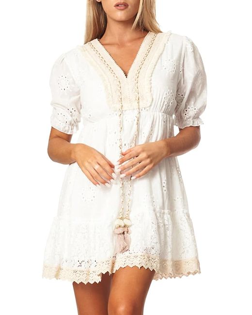 La Moda Clothing Crochet Peasant Mini Dress