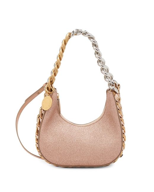 Stella McCartney Frayme Glitter Faux Leather Shoulder Bag