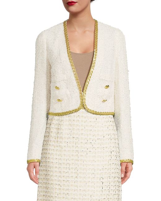 Giambattista Valli Embellished Open Front Tweed Jacket