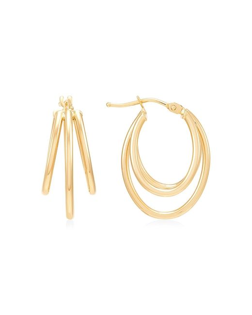 Saks Fifth Avenue Made in Italy 14K Triple Tube Hoop Earrings