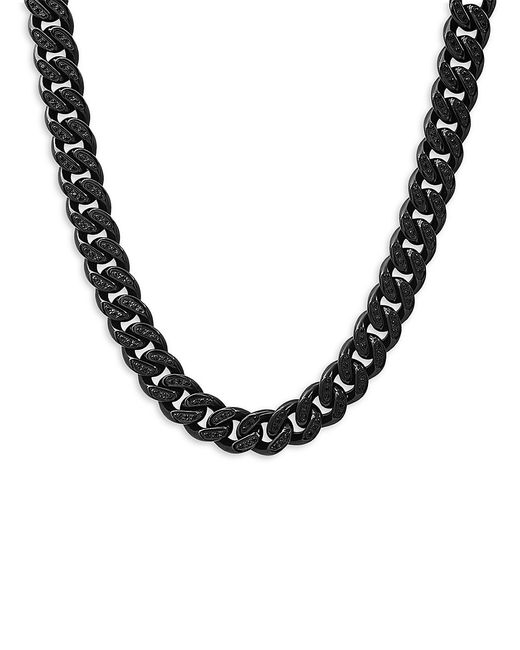 Anthony Jacobs Stainless Steel Simulated Diamond Cuban Link Chain Necklace 24