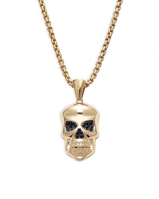 Effy 14K Yellow Goldplated Sterling Silver Spinel Skull Pendant Necklace