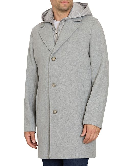 Sam Edelman Wool Blend Overcoat With Hooded Bib