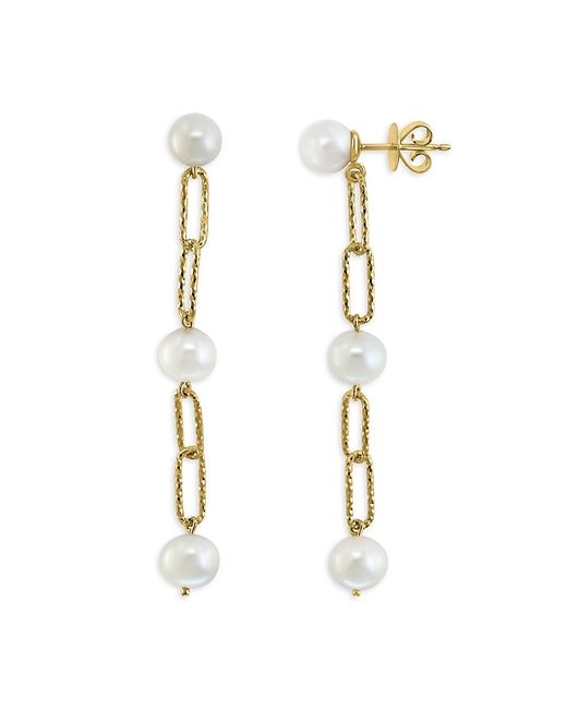 Effy ENY 14K Yellow Goldplated Sterling 7-8MM Round White Freshwater Pearl Drop Earrings