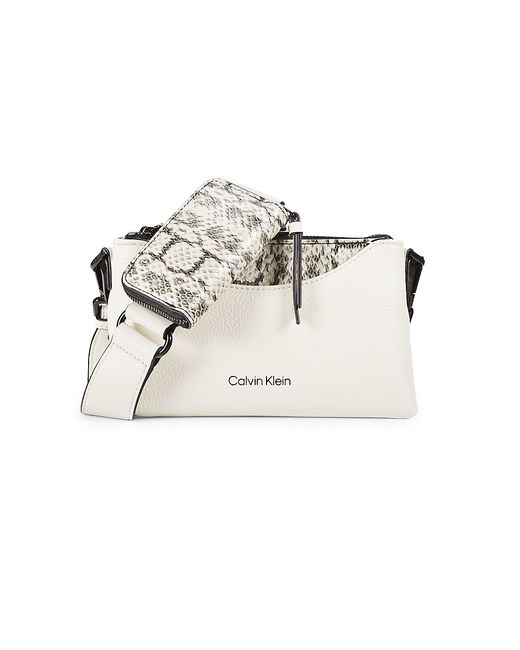 Calvin Klein Chrome Faux Leather Crossbody Bag