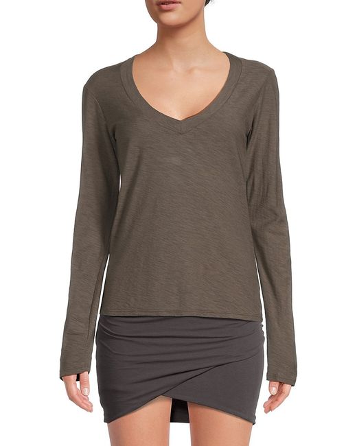 James Perse Long-Sleeve Cotton-Blend Top 0