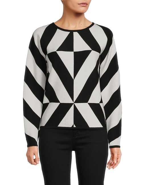 T Tahari Geometric Dolman Sleeve Sweater