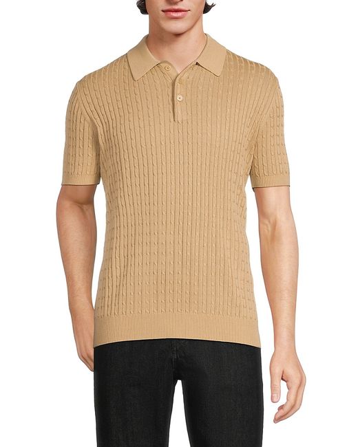 Saks Fifth Avenue Made in Italy Saks Fifth Avenue Cable Knit Polo Sweater