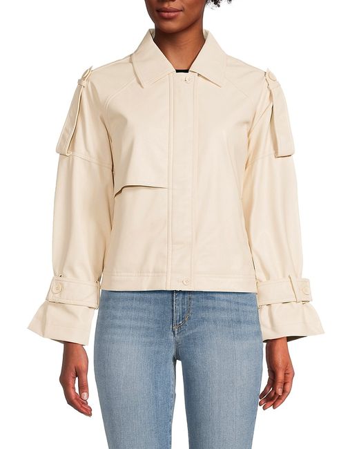 St. John DKNY Drop Shoulder Faux Leather Jacket