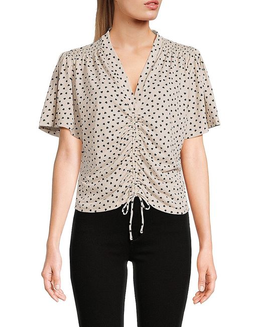 Adrianna Papell Heart Print Tie Top