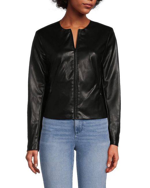 Calvin Klein Splitneck Faux Leather Jacket