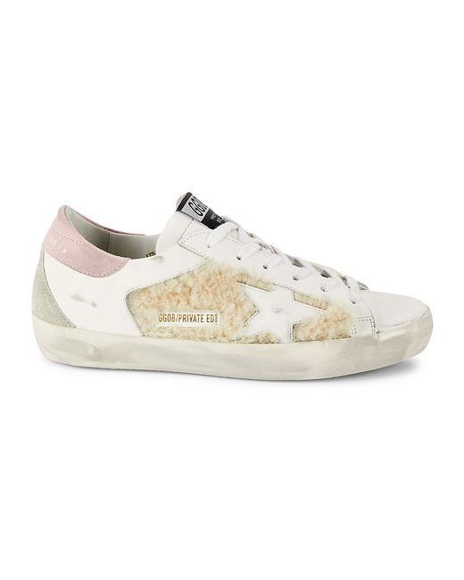 Golden Goose Leather Shearling Trim Sneakers