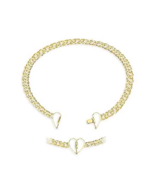 Gabi Rielle Love Struck Luxe Chain 14K Vermeil French Enamel Heart Choker Necklace