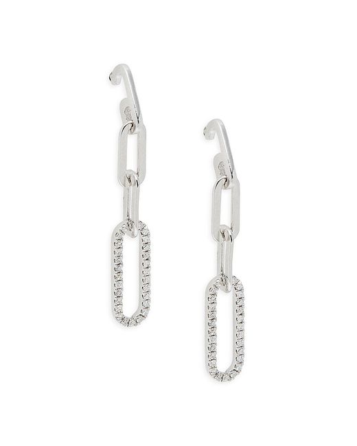 Effy Sterling 0.21 TCW Diamond Paperclip Link Drop Earrings